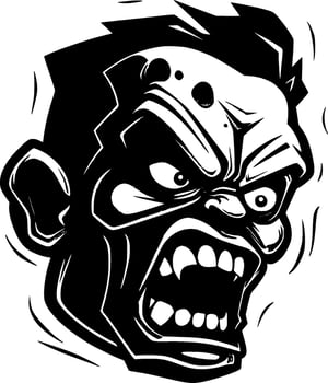 Zombie, Black and White Vector illustration