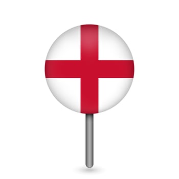 Map pointer with England. England flag. Vector illustration.