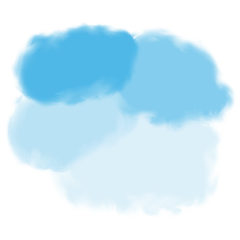 Watercolor blue fluffy clouds isolated on transparent background png
