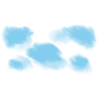 Watercolor blue fluffy clouds isolated on transparent background png