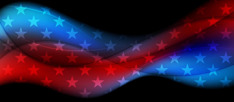 USA flag colors and stars abstract wavy american background vector
