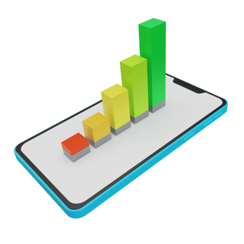 A smartphone with a bar chart on it png