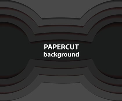 Vector background with black paper cut shapes. 3D abstract paper art style, design layout for business presentations, flyers, posters, prints, decoration, cards, brochure cover.