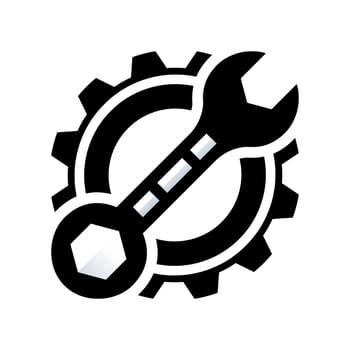 Wrench and Gear Cogwheel Icon Vector Flat Design