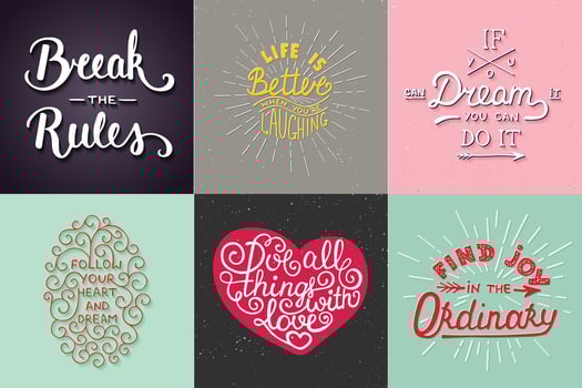 Set of motivational and inspirational vector hand drawn unique typography greeting cards, decoration, template, prints, banners and posters. Modern ink calligraphy. Handwritten vintage lettering.
