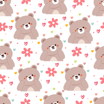 seamless pattern cartoon bears. cute animal wallpaper illustration for gift wrap paper png