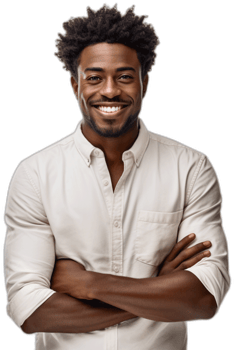 young african american man with crossed arms looking at camera  AI Generated png
