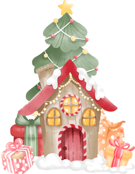 christmas house watercolour element png