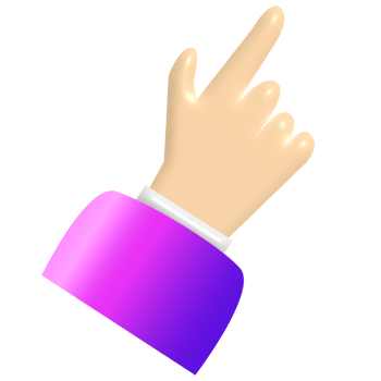3D cartoon hand with finger pointing up isolated on transparent background. Human hand touching or pointing something. Cartoon character hand pointing up gesture. png