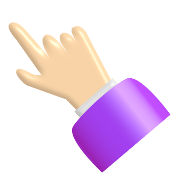 3D cartoon hand with finger pointing up isolated on transparent background. Human hand touching or pointing something. Cartoon character hand pointing up gesture. png