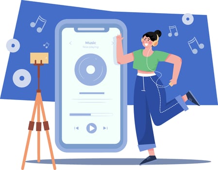 Women Streaming Music Play Online vector