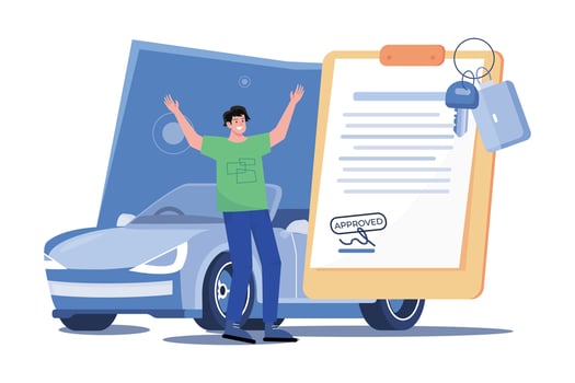 Man Getting A Car Loan Approved vector