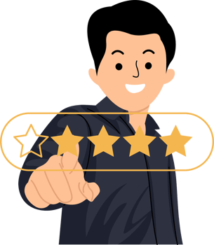 man give star rating to service excellent on mobile phone application for satisfaction feedback survey png