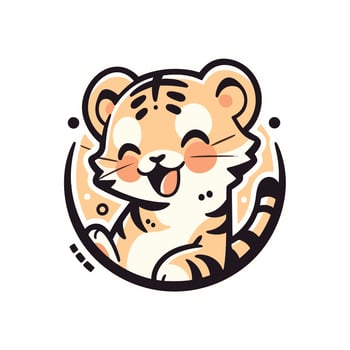Tiger Logo Design, Tiger Character in Flat Style, Tiger Vector Illustration for Merchandise Clothing