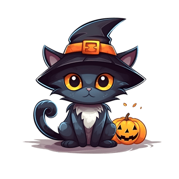 halloween cute cat cartoon character style generative AI. png