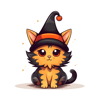 halloween cute cat cartoon character style generative AI. png