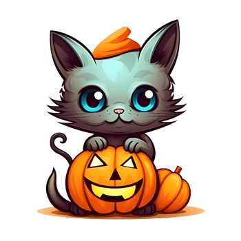 halloween cute cat cartoon character style generative AI. png