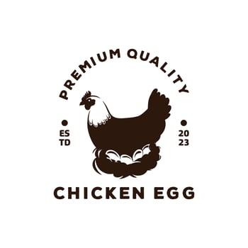 egg laying chicken logo design vector