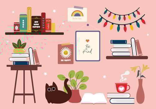 flat design vector aesthetic positive word quote wall decoration set collection
