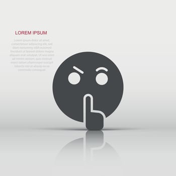 Quiet icon in flat style. Silence vector illustration on isolated background. Hush sign business concept.