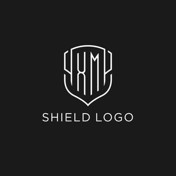 Initial XM logo monoline shield icon shape with luxury style vector