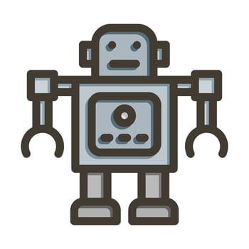 Toy Robot Thick Line Filled Colors For Personal And Commercial Use. vector