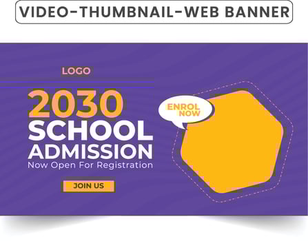 Kids school admission thumbnail .Customizable video thumbnail and web banner template. Admission Editable Video thumbnail design for social media or any videos. vector