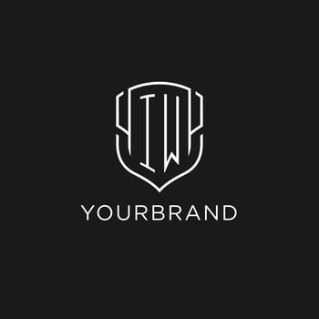 Initial IW logo monoline shield icon shape with luxury style vector
