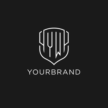 Initial YW logo monoline shield icon shape with luxury style vector