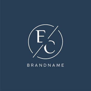 Initial letter EC logo monogram with circle line style vector