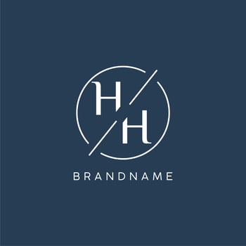 Initial letter HH logo monogram with circle line style vector