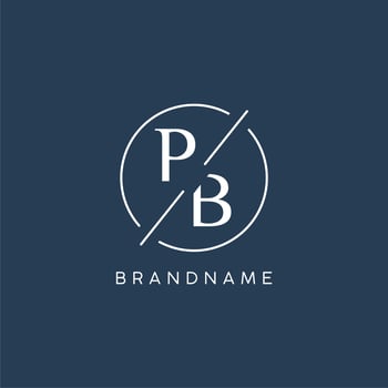 Initial letter PB logo monogram with circle line style vector