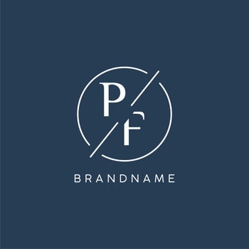 Initial letter PF logo monogram with circle line style vector