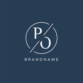 Initial letter PO logo monogram with circle line style vector