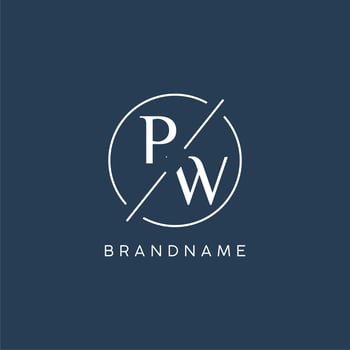 Initial letter PW logo monogram with circle line style vector