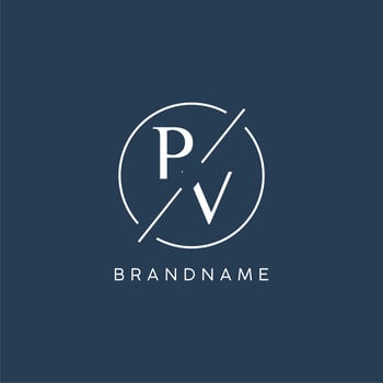 Initial letter PV logo monogram with circle line style vector