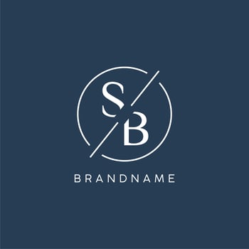 Initial letter SB logo monogram with circle line style vector