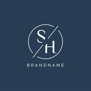 Initial letter SH logo monogram with circle line style vector