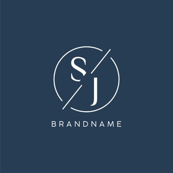 Initial letter SJ logo monogram with circle line style vector