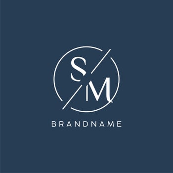 Initial letter SM logo monogram with circle line style vector