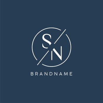 Initial letter SN logo monogram with circle line style vector