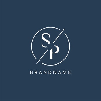 Initial letter SP logo monogram with circle line style vector