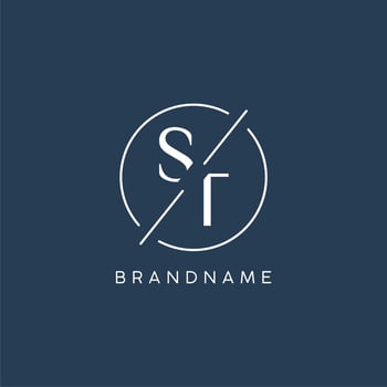 Initial letter ST logo monogram with circle line style vector