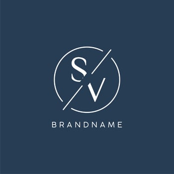 Initial letter SV logo monogram with circle line style vector
