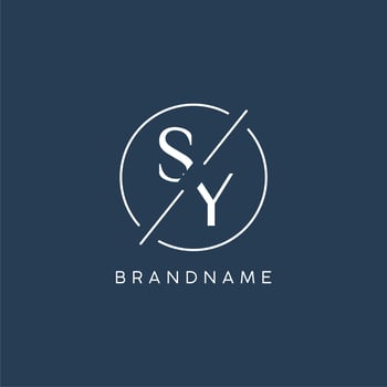Initial letter SY logo monogram with circle line style vector