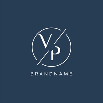 Initial letter VP logo monogram with circle line style vector