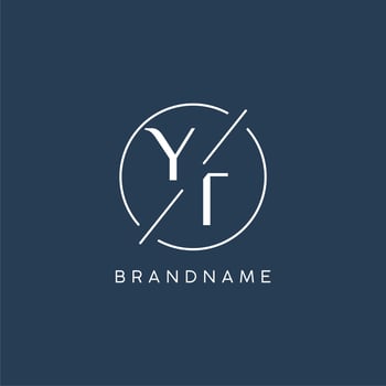 Initial letter YT logo monogram with circle line style vector