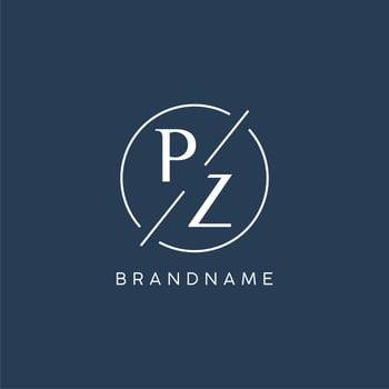 Initial letter PZ logo monogram with circle line style vector