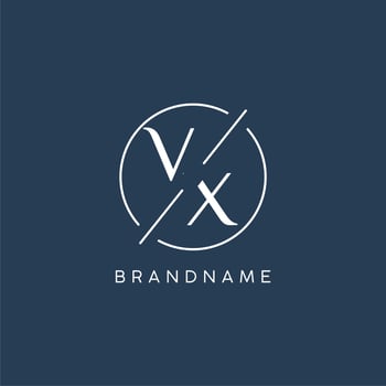 Initial letter VX logo monogram with circle line style vector
