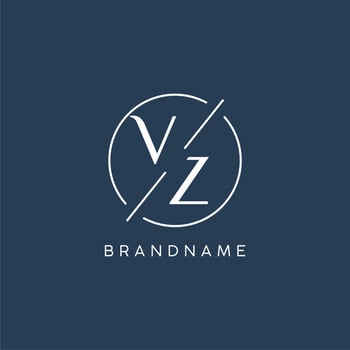 Initial letter VZ logo monogram with circle line style vector